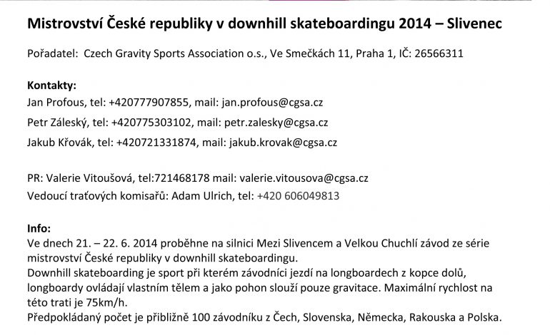 Mistrovství České republiky v downhill skateboardingu 2014 – Slivenec