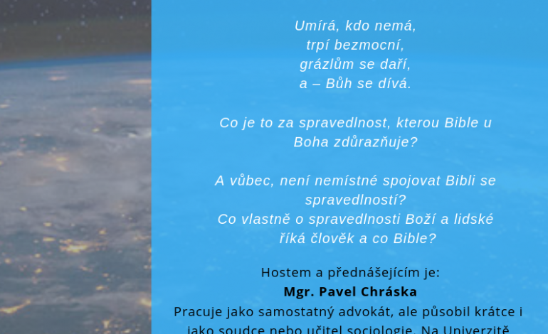 (Ne)spravedlivý svět, člověk a Bůh – přednáška v barrandovské knihovně 10. dubna