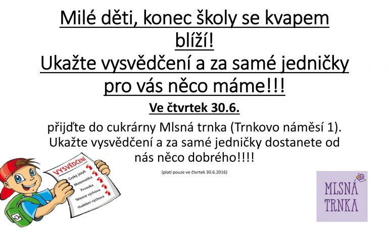 Oslava „Vysvědčení“ v cukrárně Mlsná Trnka