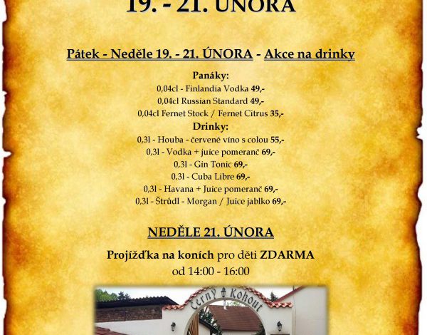 Speciální akce na tento víkend u Černého kohouta