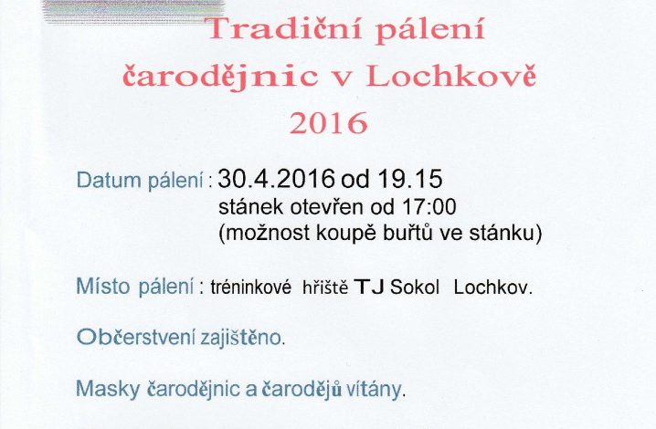 Čarodějnice Lochkov 2016