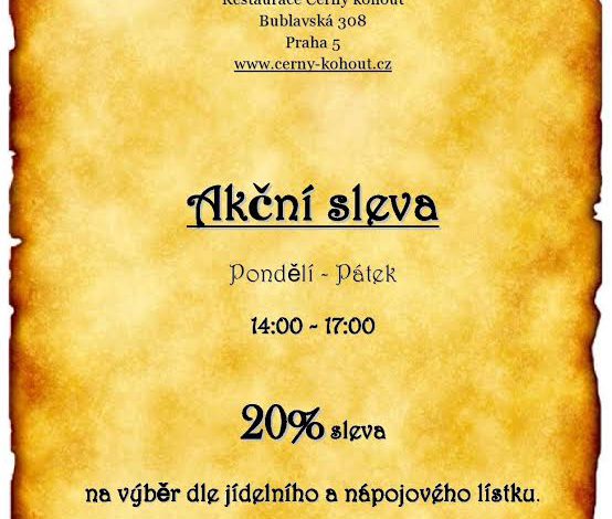 Akční sleva v Restauraci Černý kohout