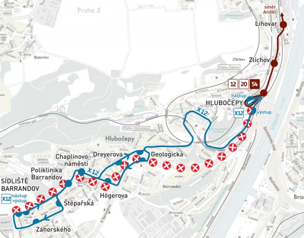 Hlubočepy – Sídliště Barrandov: krátkodobé přerušení provozu tramvají
