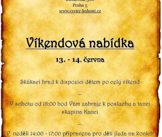 Víkendová nabídka v Restauraci Černý kohout