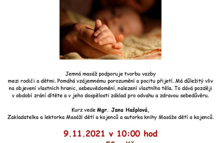 Ukázková lekce Masáží dětí a kojenců v KRC Barrandov