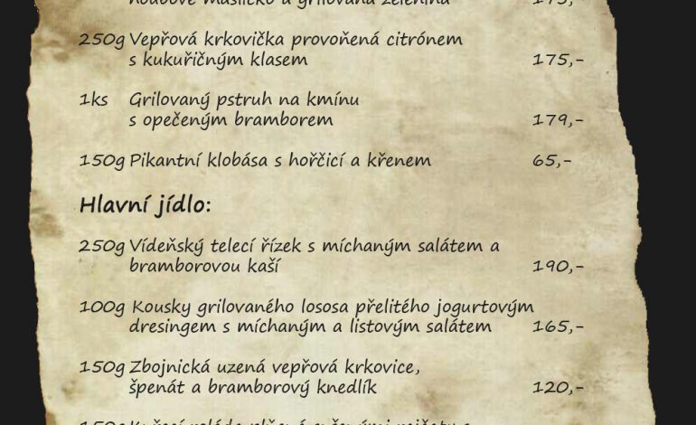 Víkendové menu u Černého kohouta