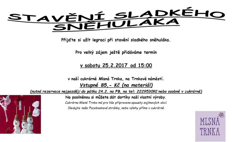 Stavění sladkého sněhuláka v cukrárně Mlsná Trnka
