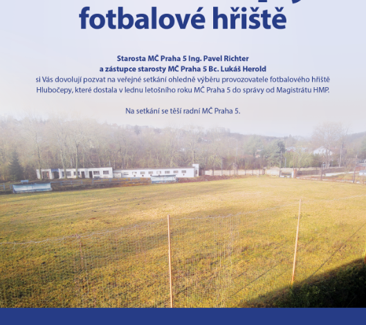 Pozvánka na diskuzi: fotbalové hřiště Hlubočepy
