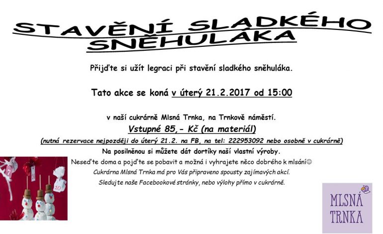 Stavění sladkého sněhuláka v cukrárně Mlsná Trnka