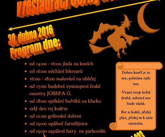 Pálení čarodějnic v restauraci Černý kohout