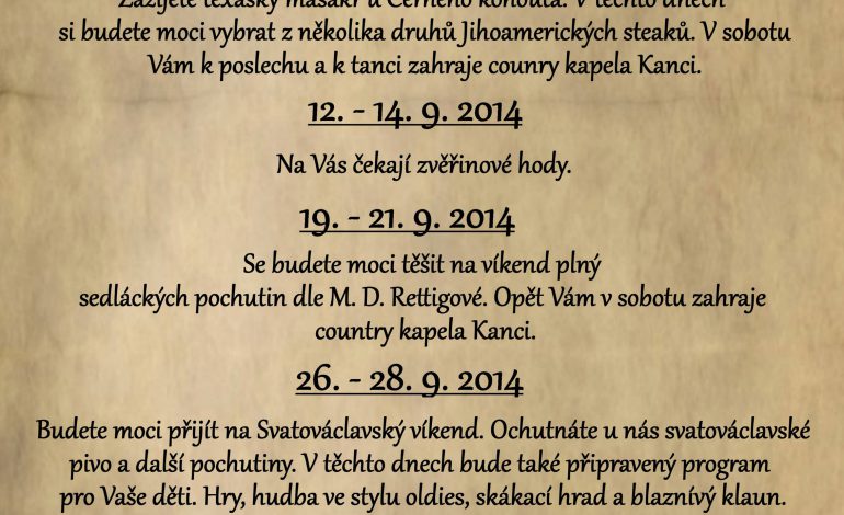 Restaurace Černý kohout – víkendové speciality